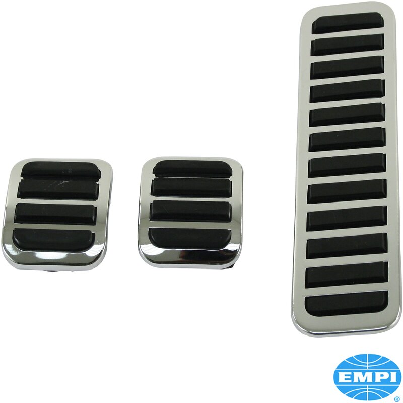 Chrome And Black Accelerator, Clutch And Brake Pedal Cover Set