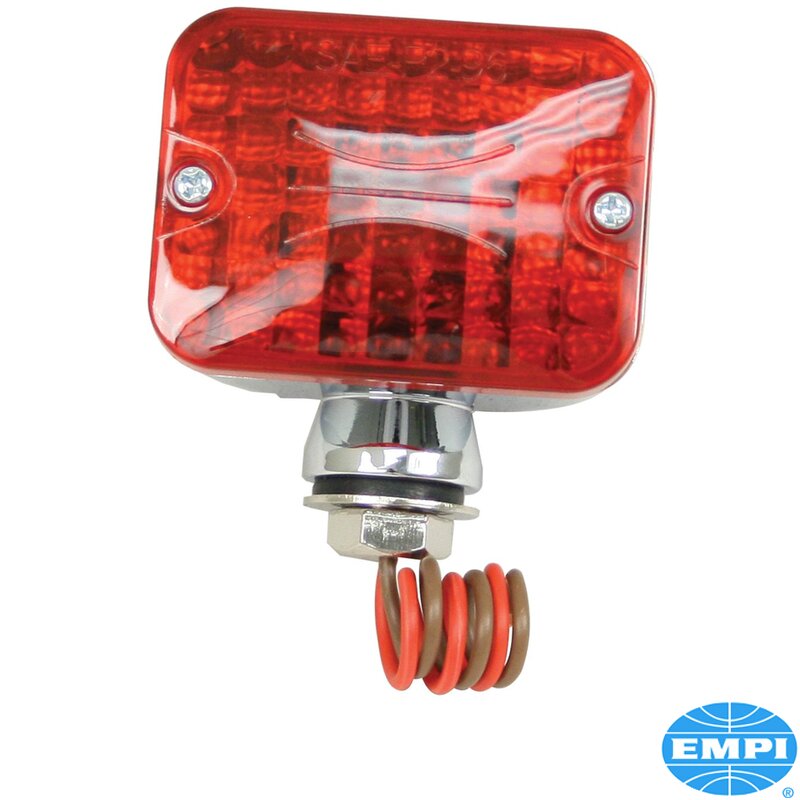 Minilys med dobbel glødelampe, 12 Volt, rød