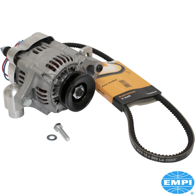 Generatorkonverteringssett, 12 Volt, 55-60 Amp. Inkluder Billet stil brakett og Continental belte