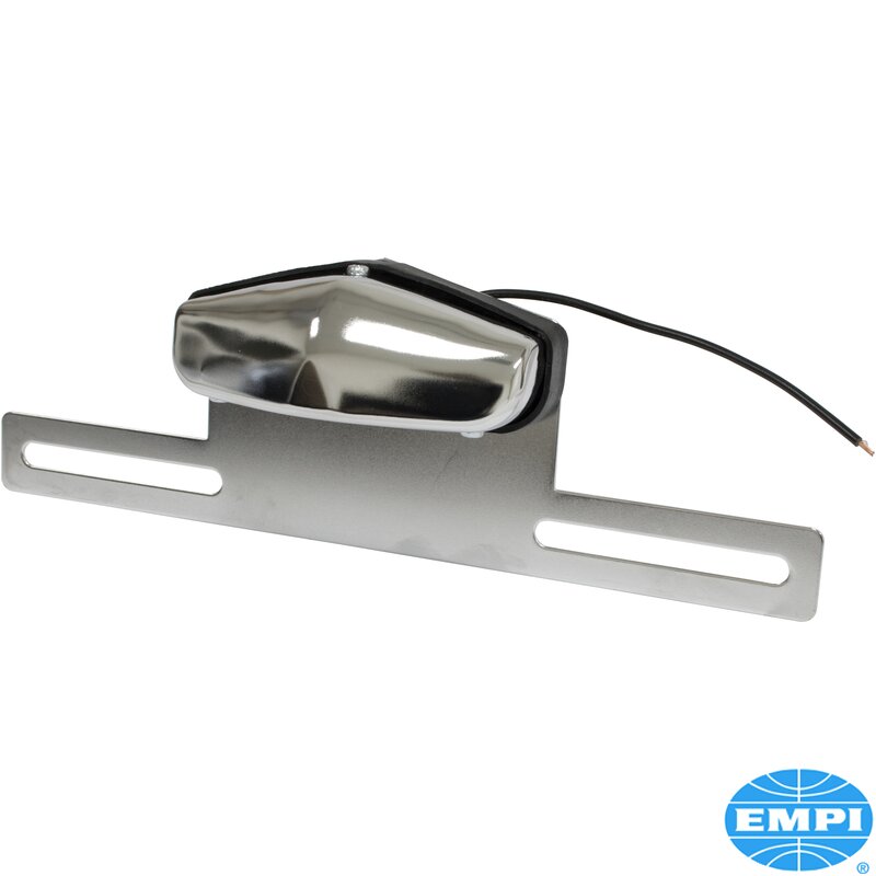 Nummerskiltlys, krom, med brakett og pære