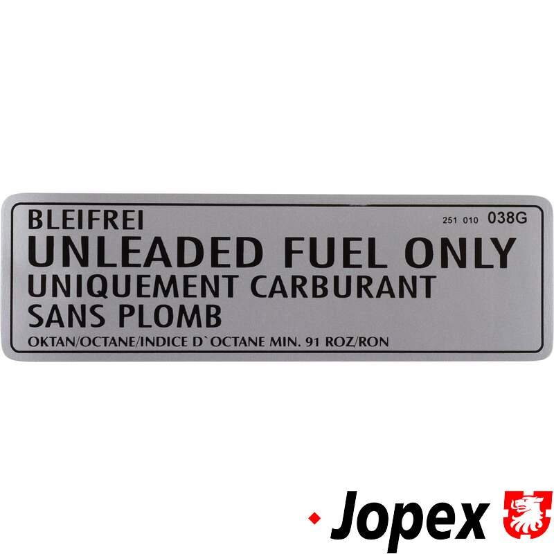 Large Unleaded Fuel Sticker