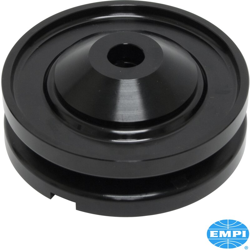 Black Billet Aluminium Top Pulley - Type 1 Engines (Fits Alternator Or Dynamo) - 12 Volt