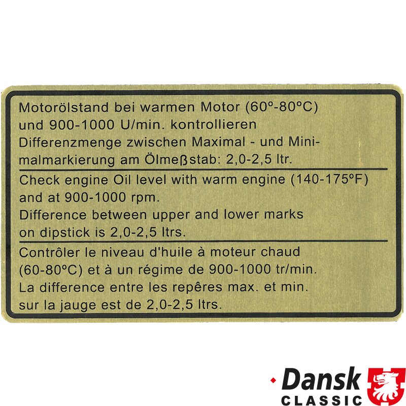 Porsche 911 Sticker, Engine Oil Level - 1964-83
