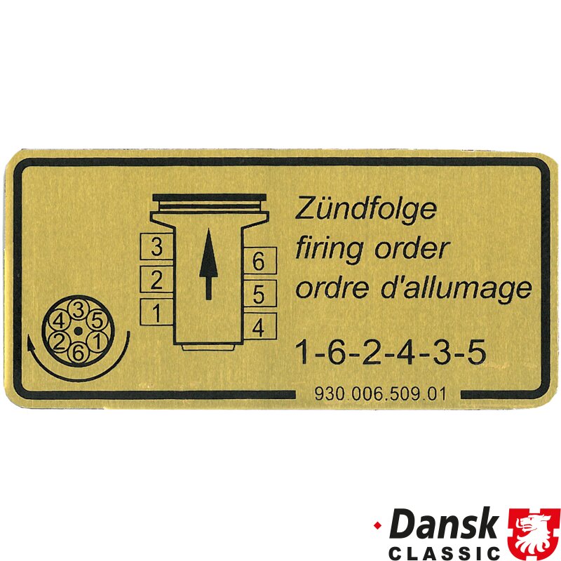 Porsche 911 Sticker, Firing Order - 1983-89