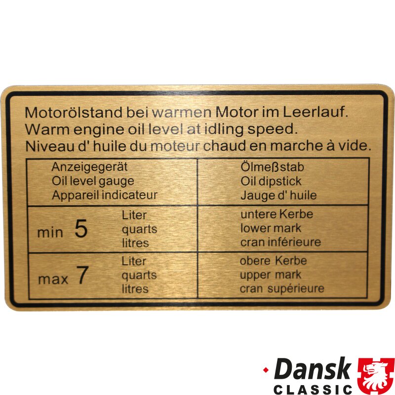 Porsche 911,914 Engine Oil Level Sticker - 1969-73