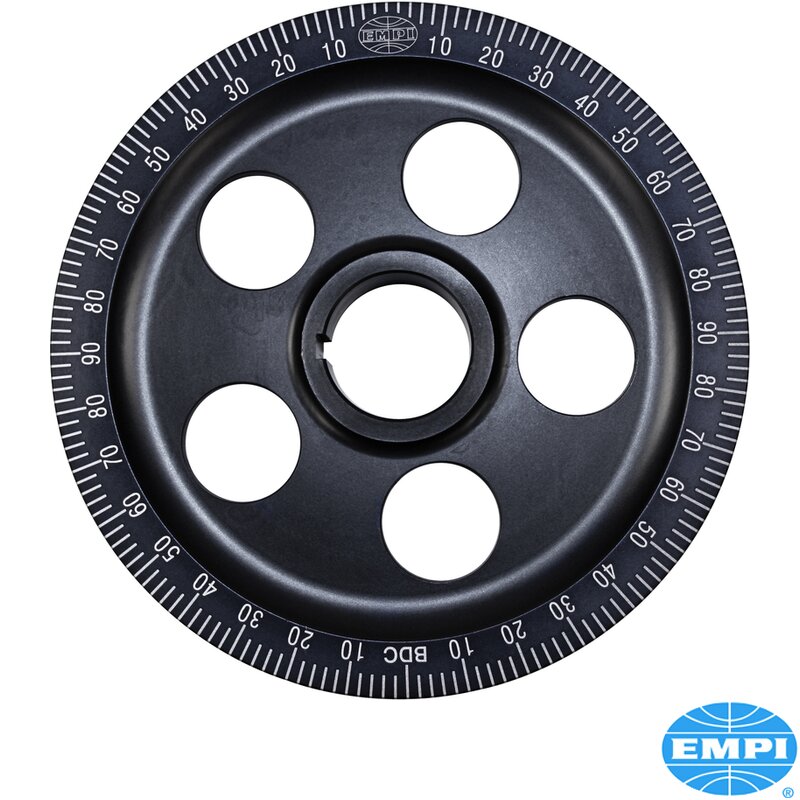 Black Aluminium Crankshaft Pulley With Holes - Laser Etched Timing Marks - Type 1 Engines