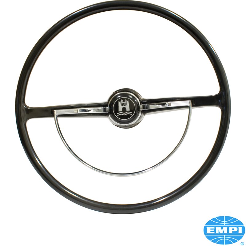 Beetle Steering Wheel - Black With Semi D Horn Push - 1960-71