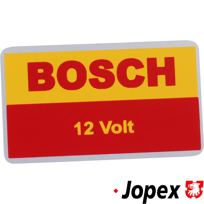 Klistremerke, "Bosch 12 Volt", gul/rød