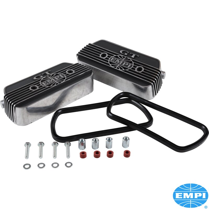 Ventildekselsett med Empi GT logo inkludert monteringsdeler og pakninger, 2 stk