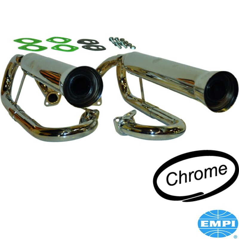 Eksosanlegg med innsatser, dobbel racing-stil, rustfritt stål