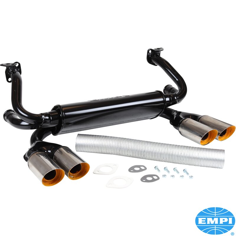 Eksosanlegg GT, med 4 kromspisser, 1 3/8" slange. Inkludert varmeslange, pakninger og maskinvare