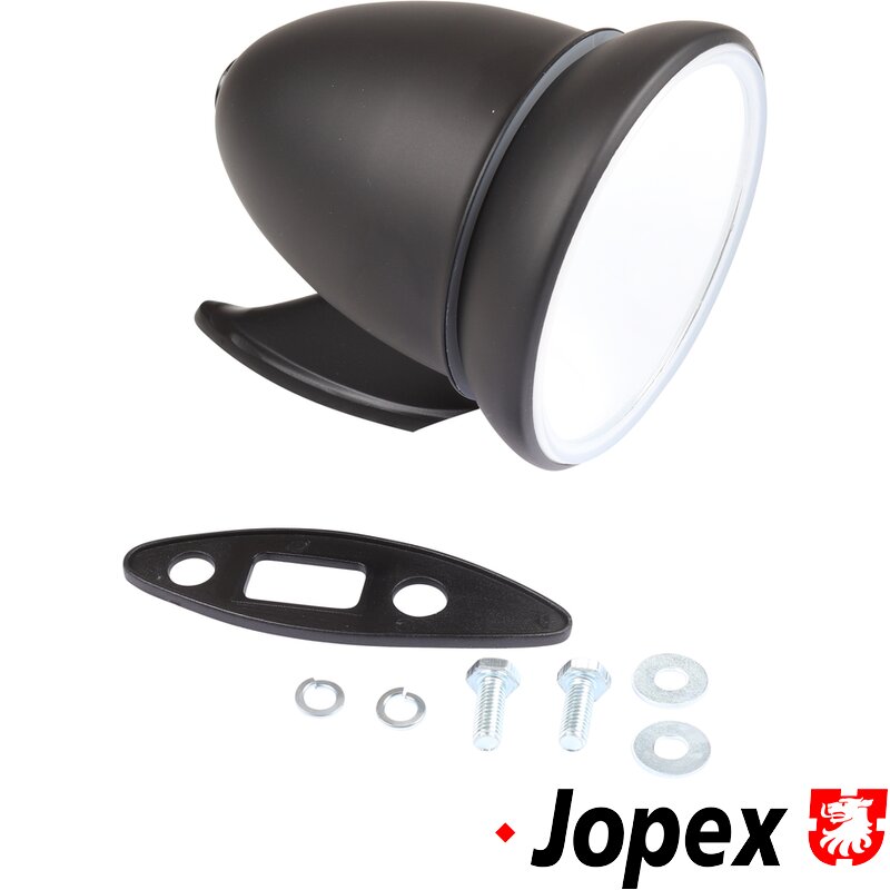 Dørspeil, Racing, svart, 4"