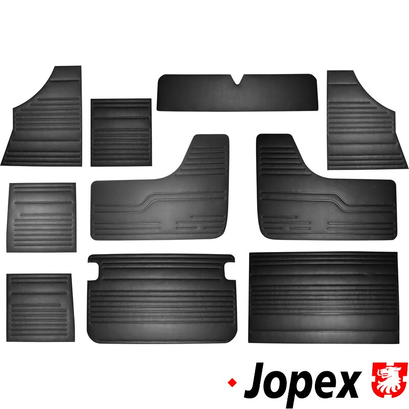 Baywindow Bus Black Vinyl Door Panel Kit - 1971-79 - 10 Piece Kit (LHD Bench Seat Models)