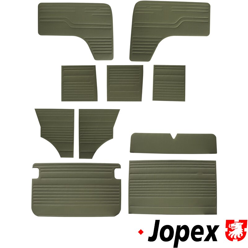 Baywindow Bus Green Vinyl Door Panel Kit - 1971-79 - 10 Piece Kit (LHD Bench Seat Models)
