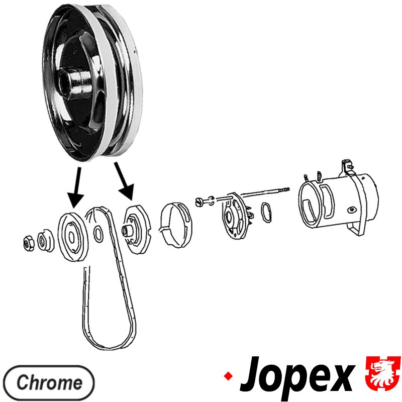 Chrome Top Pulley - Type 1 Engines (Fits Alternator Or Dynamo) - 12 Volt