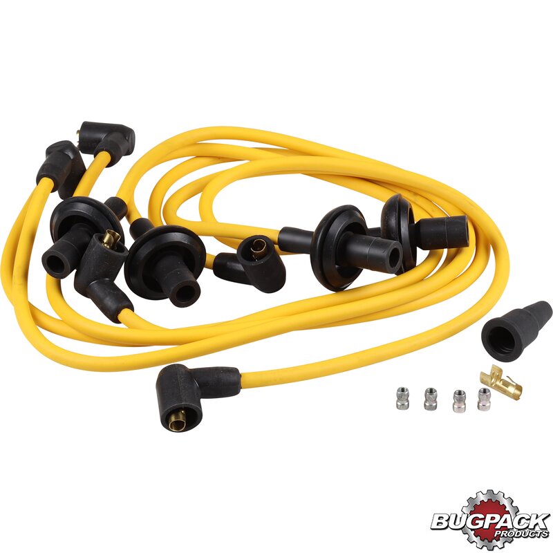 Megavolt 8mm Yellow HT Lead Kit - Type 1 Engines - 90° Ends