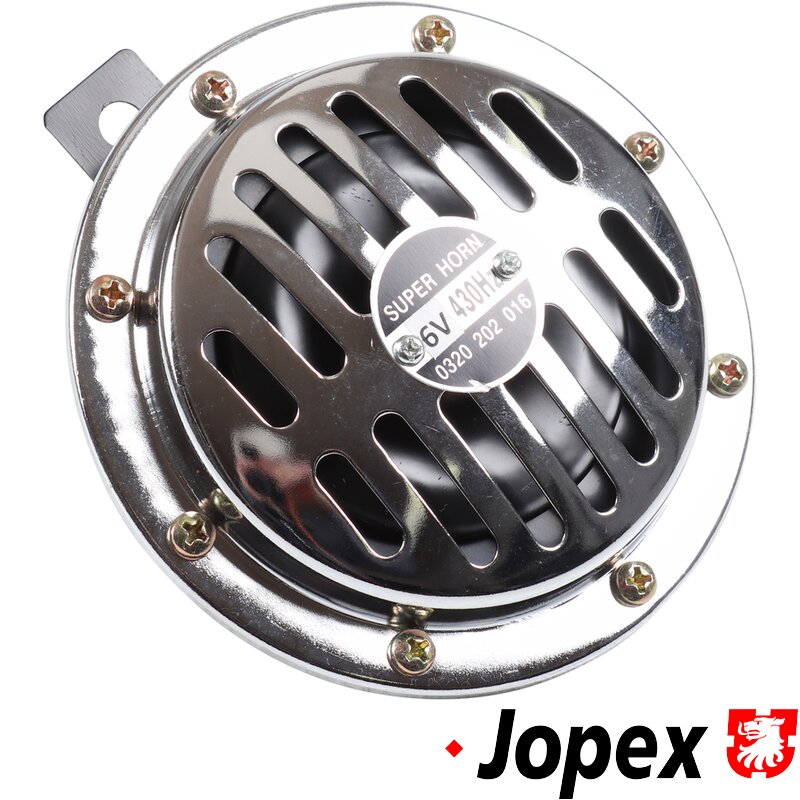 Horn, 6 V, lavfrekvent, Bosch-stil, krom, uten E-merking