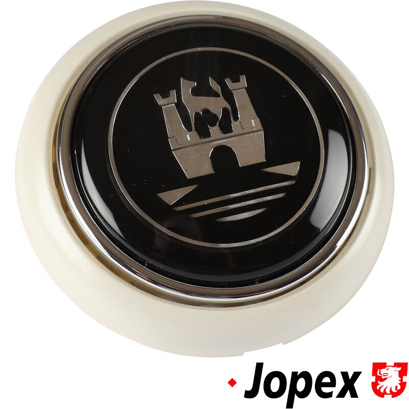 Splitscreen Bus Steering Wheel Horn Push - Ivory With Silver Wolfsburg Logo (Also 1950-59 Beetle)