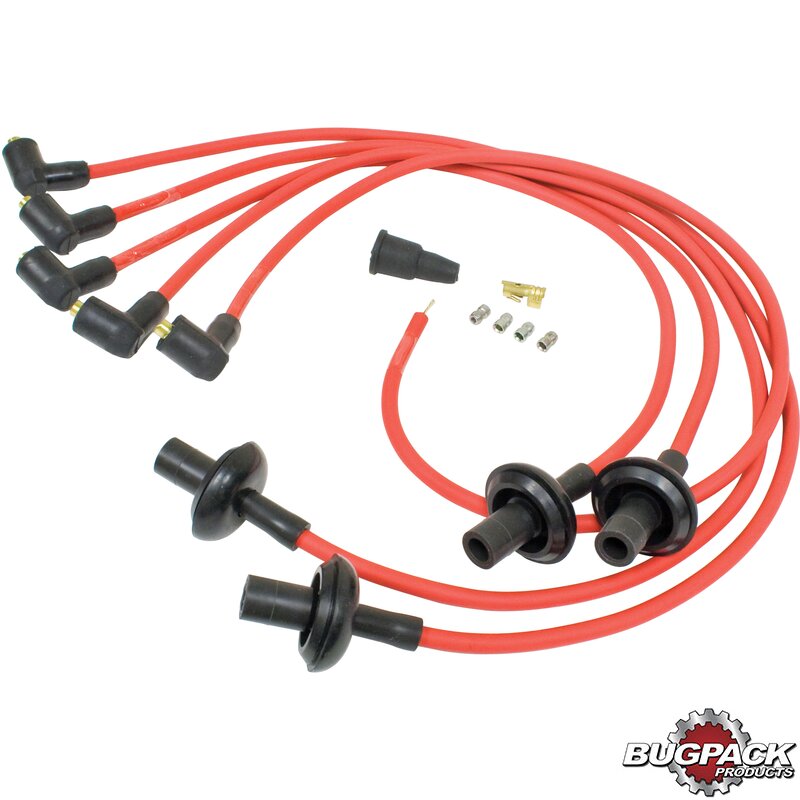 Megavolt 8mm Red HT Lead Kit - Type 1 Engines - 90° Ends