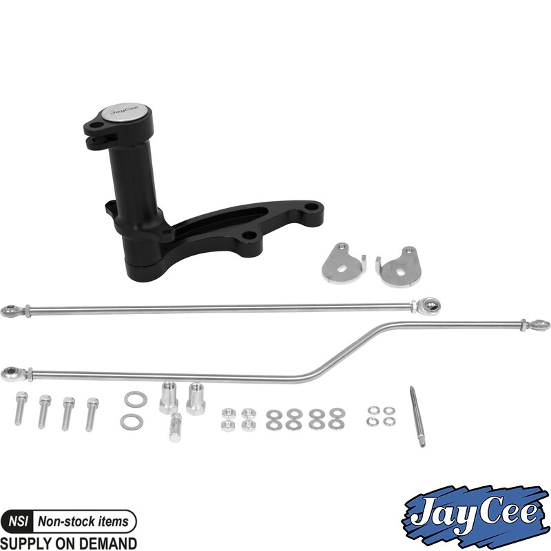 Jaycee Billet-stil akseleratorkoblingssett for forgasser, Street Linkage, svart